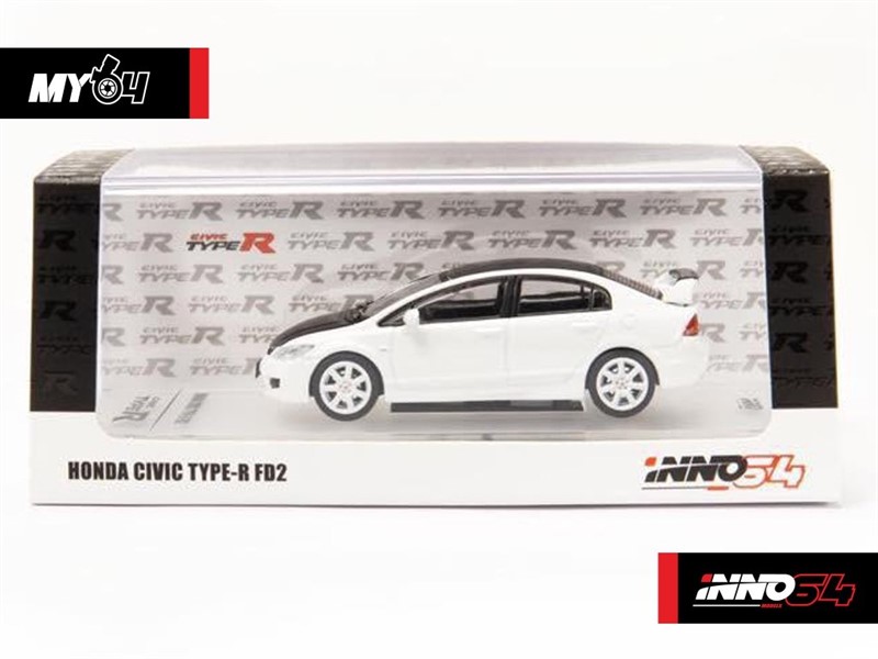 1:64 Honda Civic Type-R FD2 White W/ Carbon Bonnet and Roof Top (Hong Kong Special)