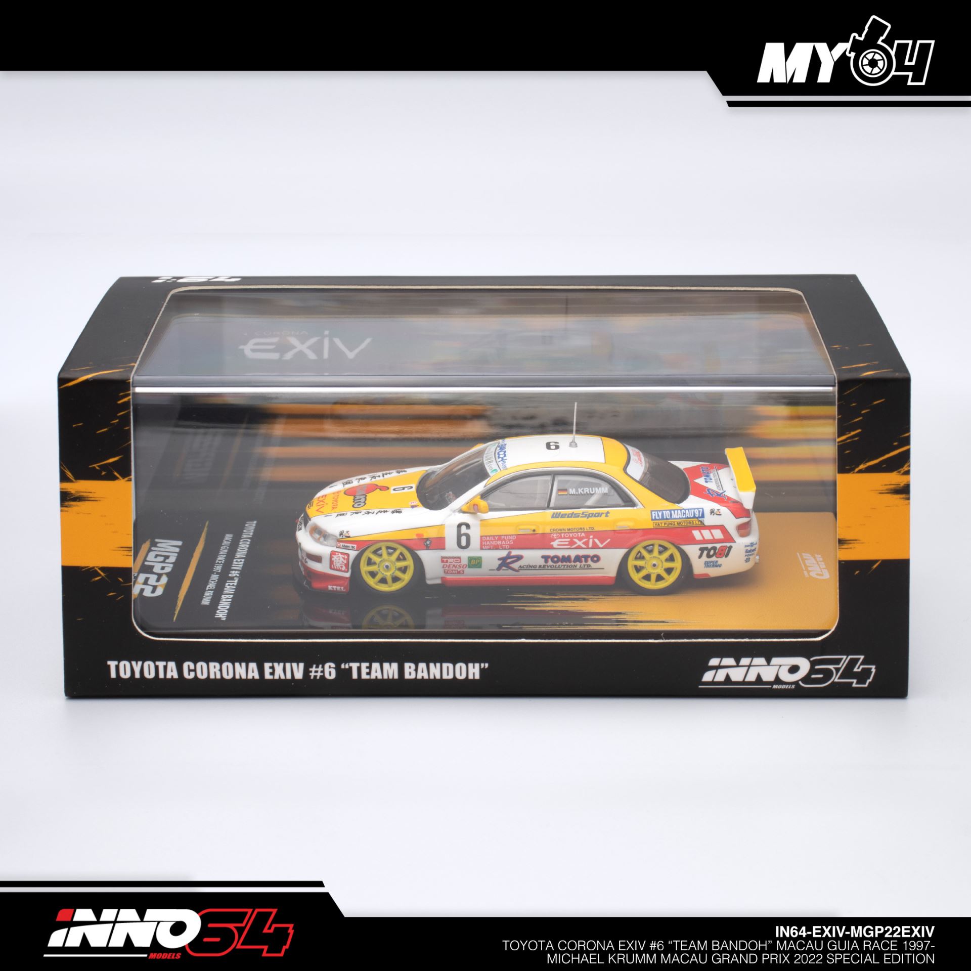 Voiture Miniature 1:64 - Toyota Corona EXIV #6 Macau Guia Race 1997 - Marque INNO64 - Neuf