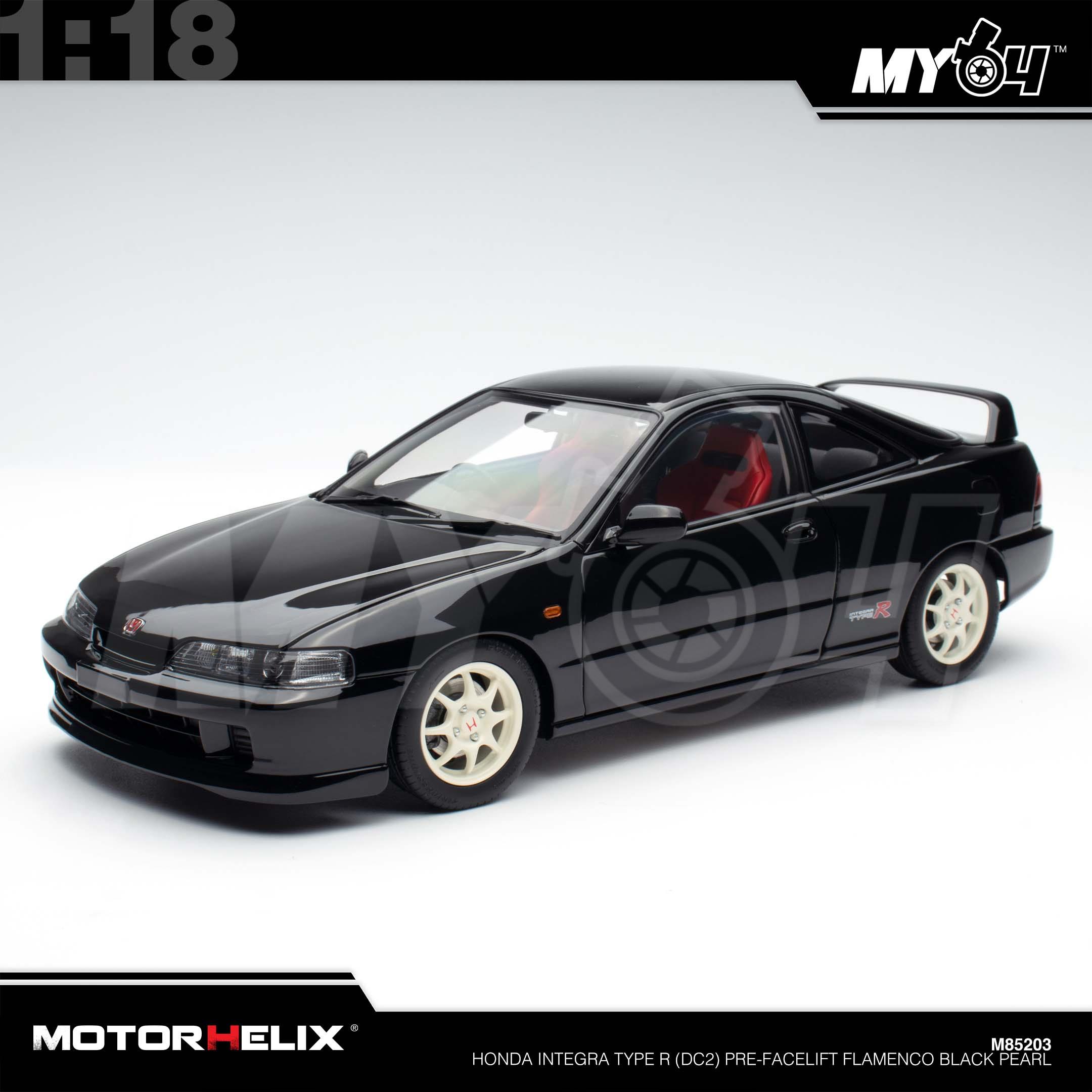 1:18 MOTORHELIX Honda Integra Type R (DC2) Pre-Facelift Flamenco Black Pearl
