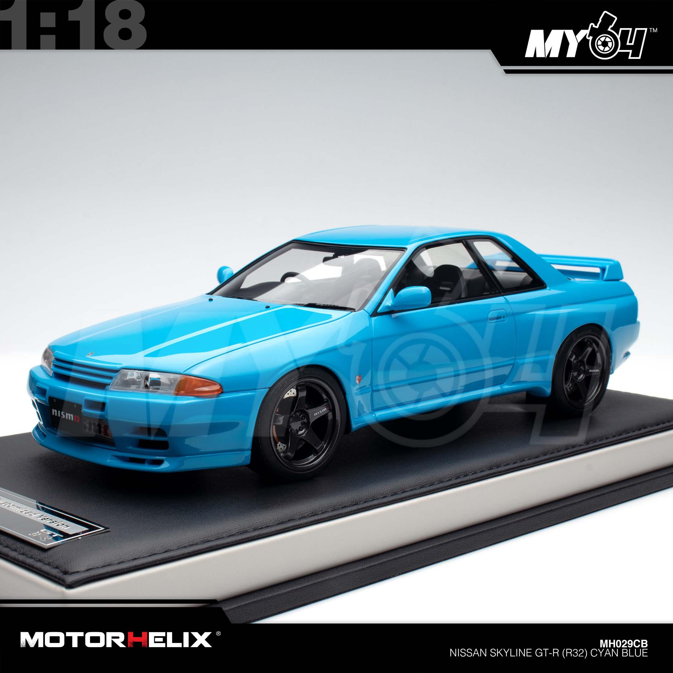 1:18 MOTORHELIX Nissan Skyline GT-R (R32) Cyan Blue