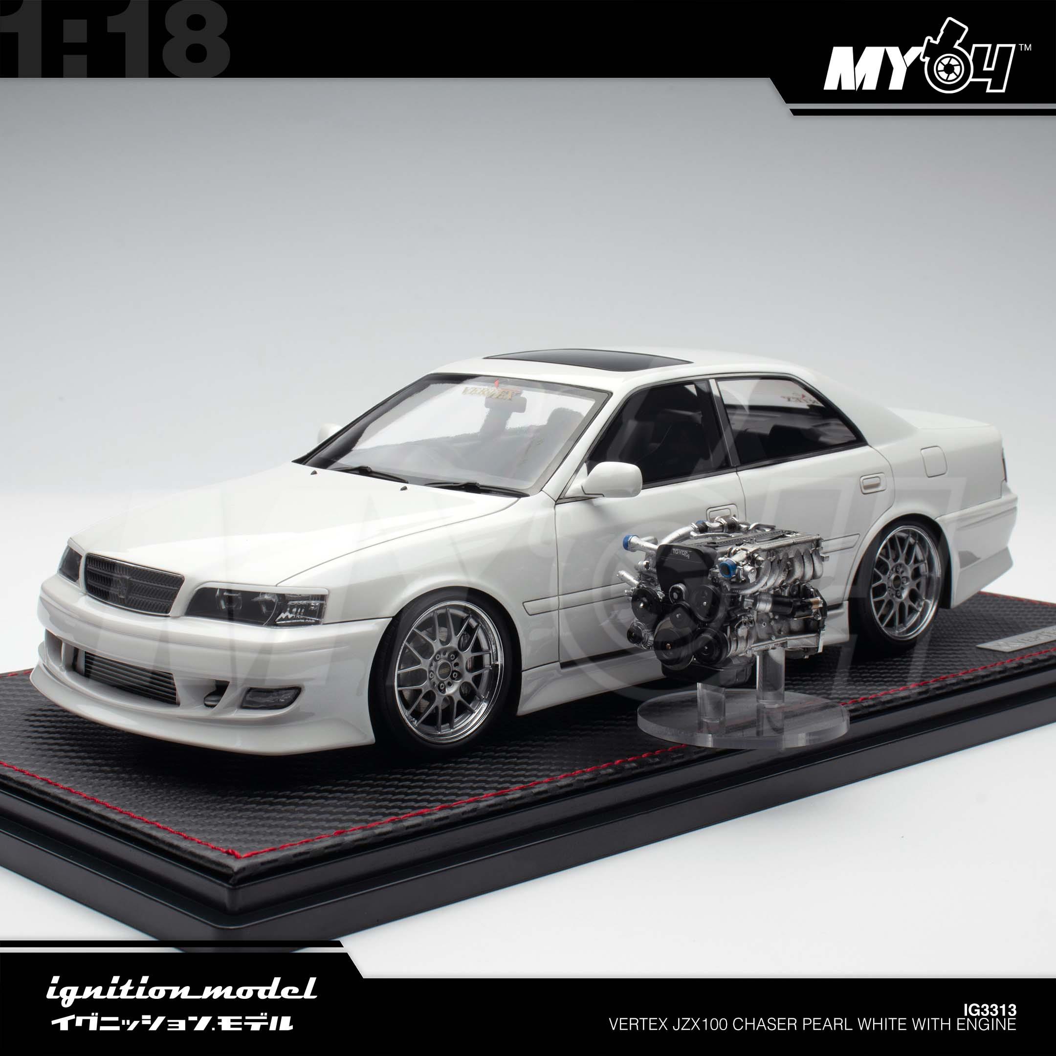 1:18 IGNITION MODEL Vertex JZX100 Chaser Pearl White with Engine