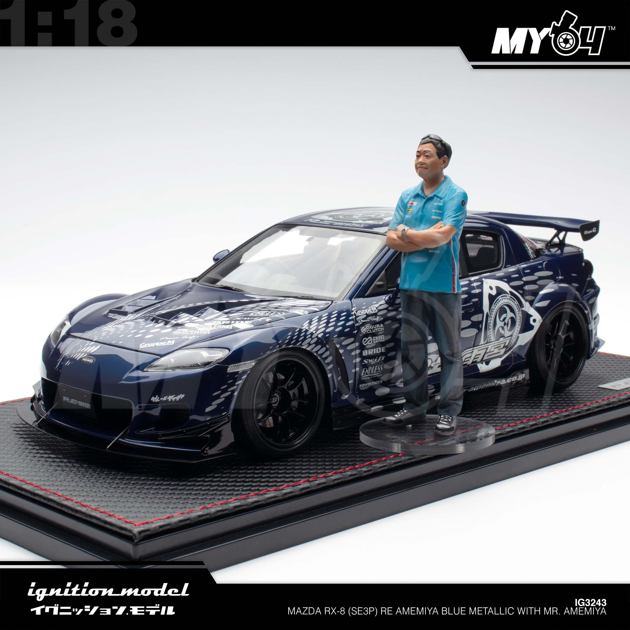 1:18 IGNITION MODEL Mazda RX-8 (SE3P) Re Amemiya Blue Metallic with Mr. Amemiya