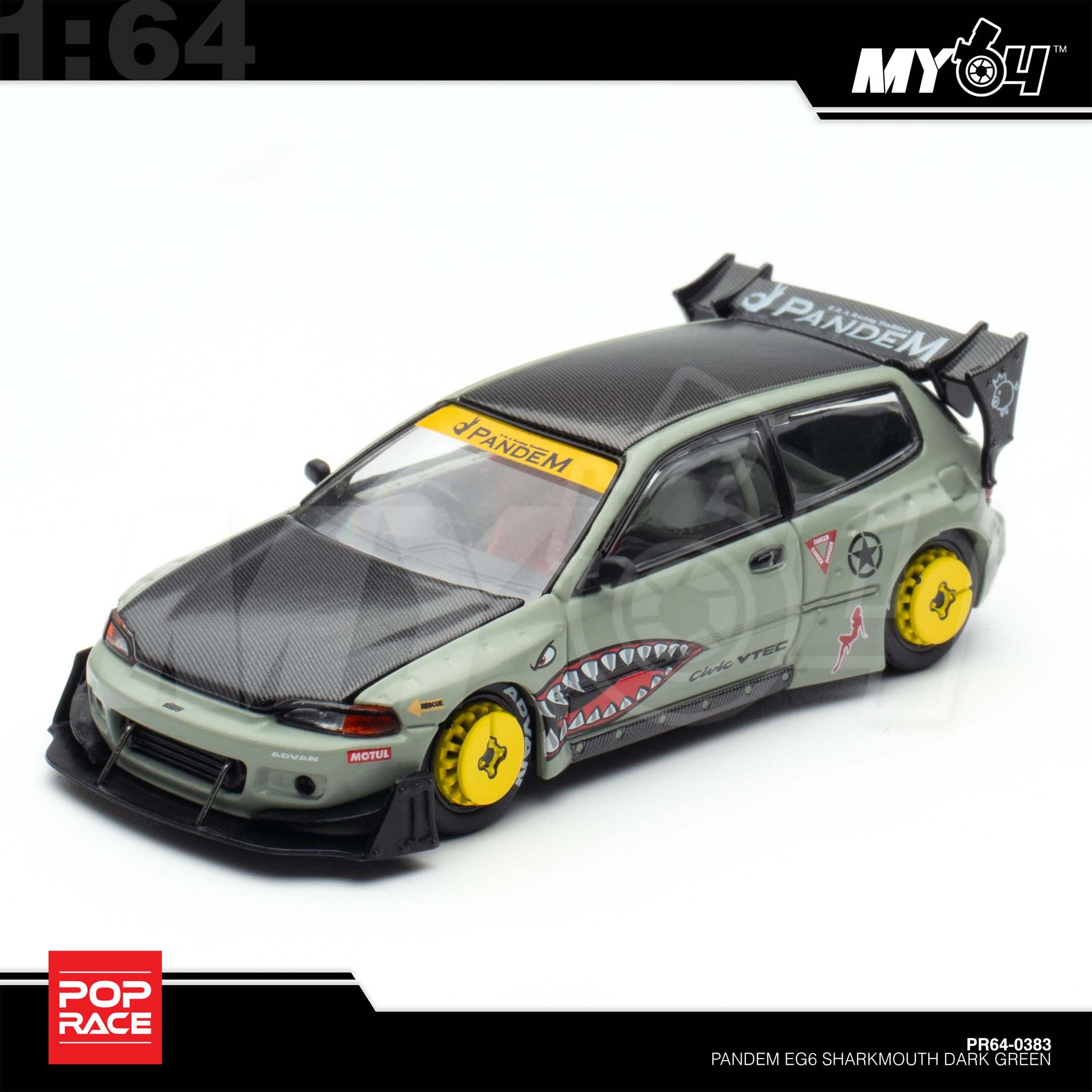 1:64 POP RACE Pandem EG6 Sharkmouth Dark Green