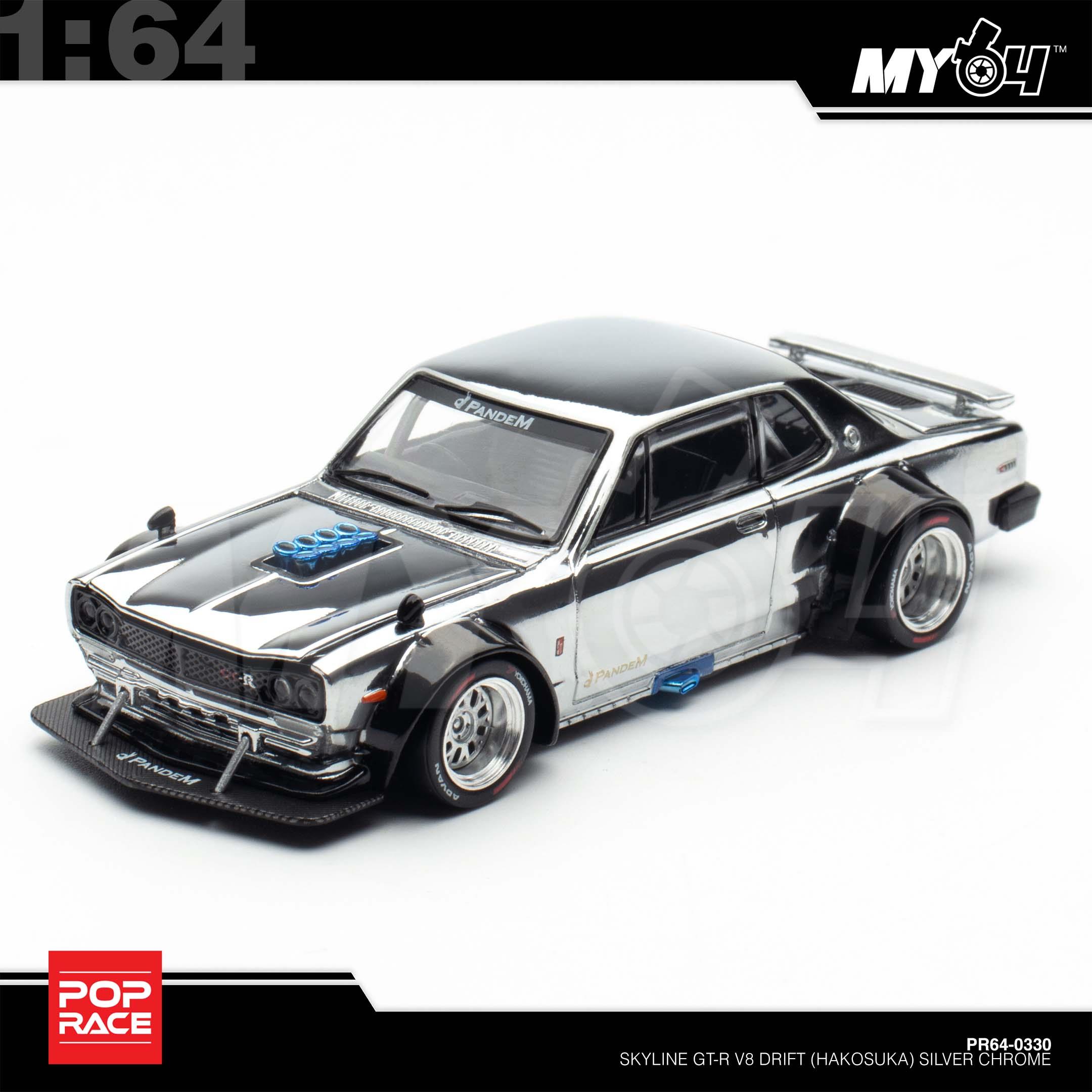 1:64 POP RACE Skyline GT-R V8 Drift (Hakosuka) Silver Chrome
