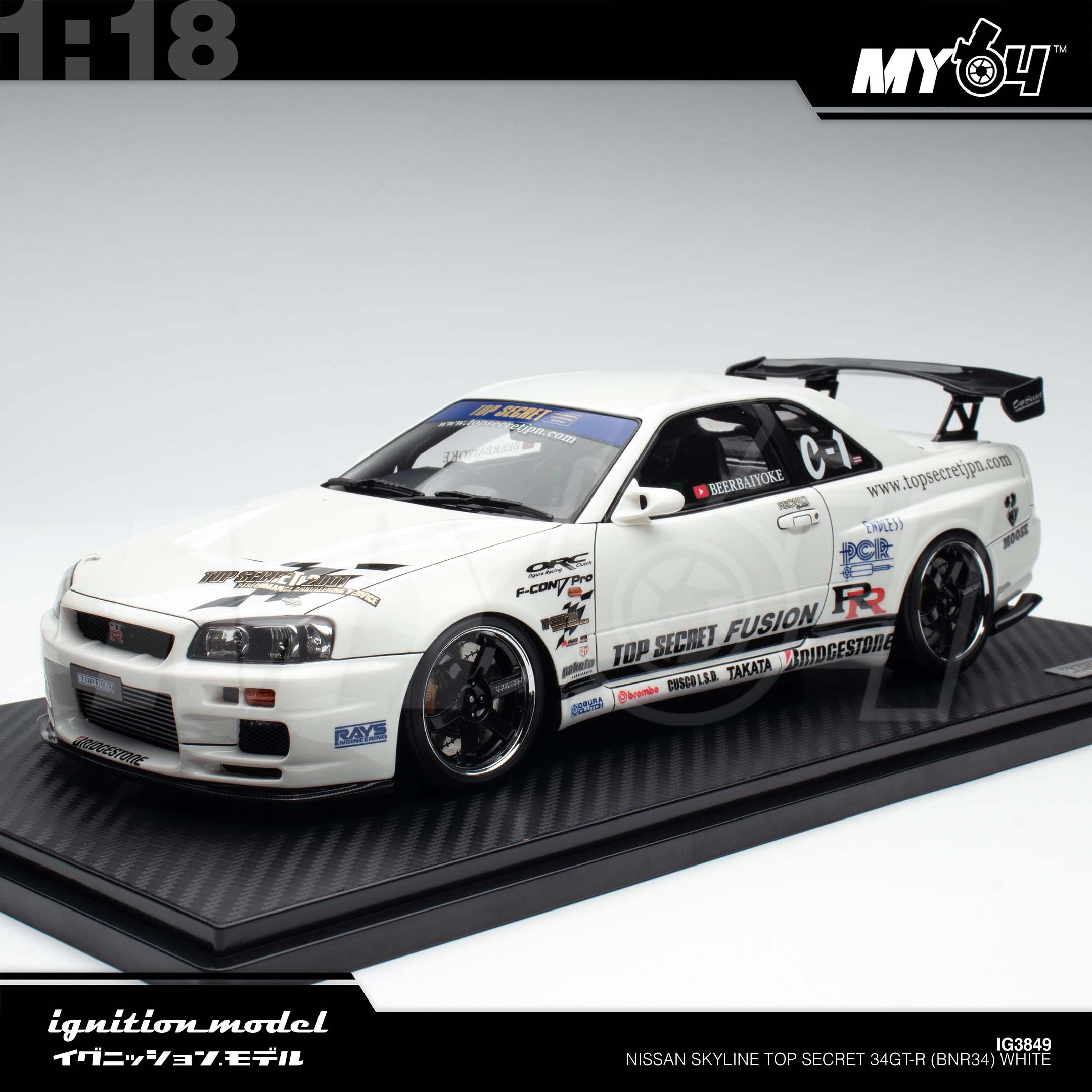 1:18 IGNITION MODEL Nissan Skyline Top Secret 34GT-R (BNR34) White