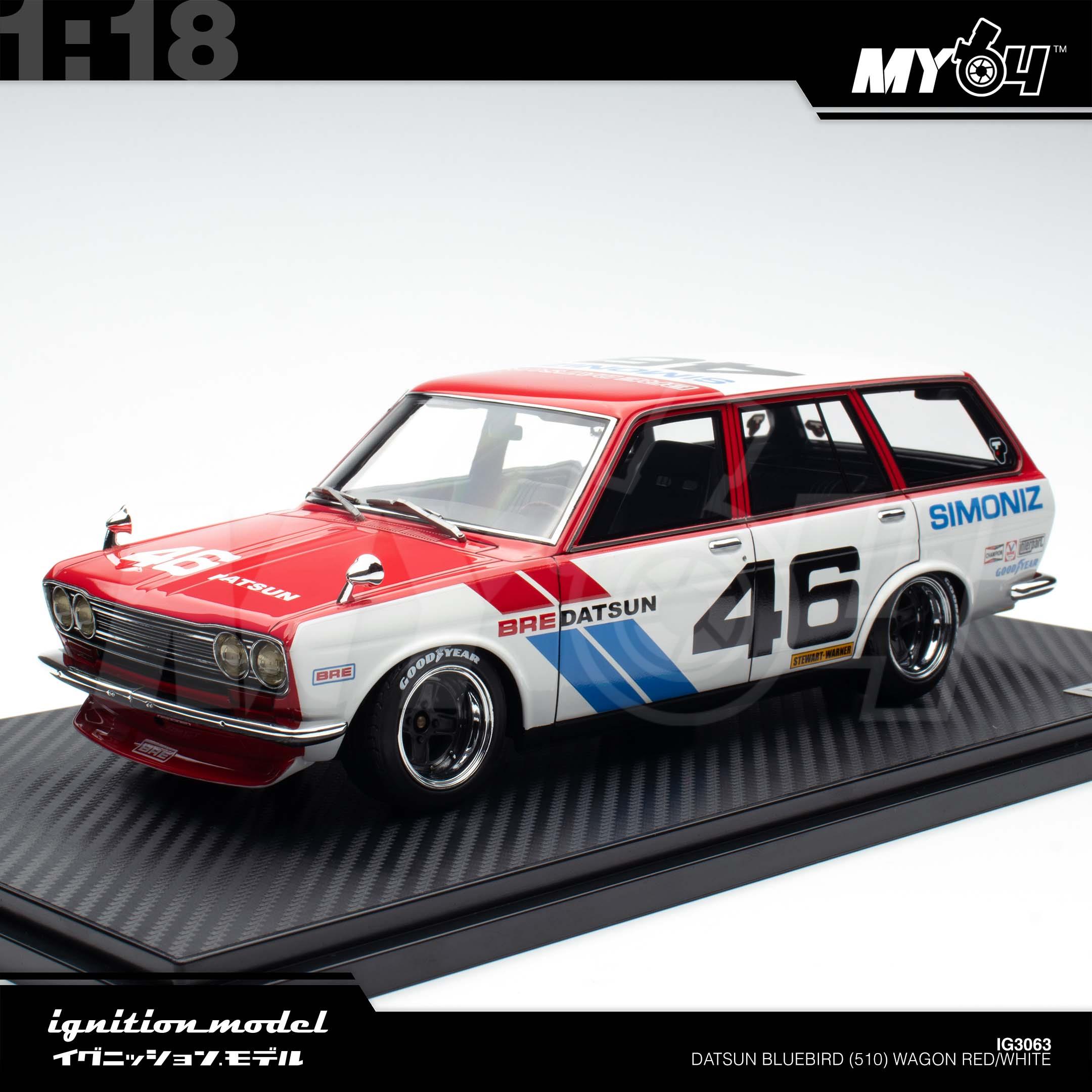 1:18 IGNITION MODEL Datsun Bluebird (510) Wagon Red/White