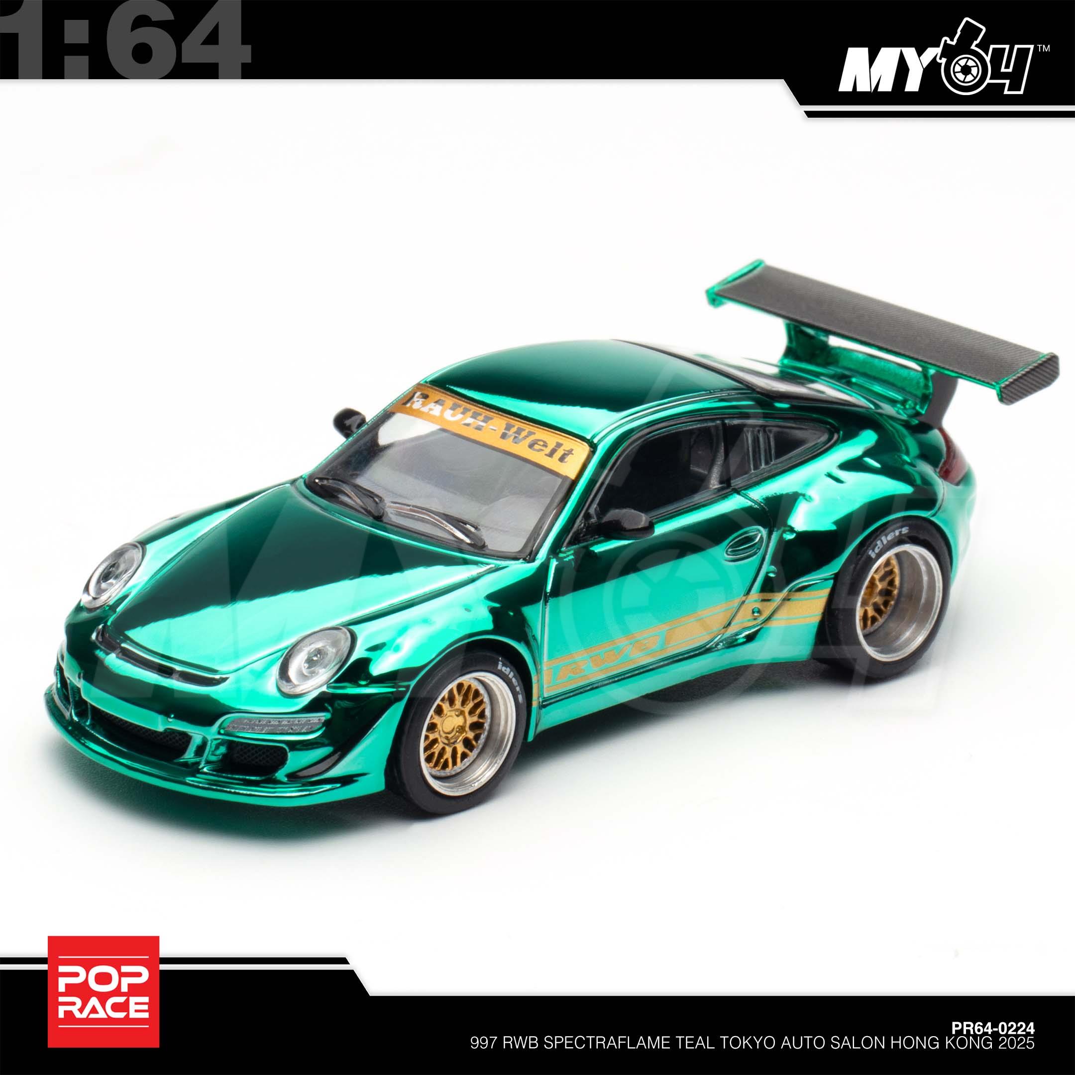 1:64 POP RACE 997 RWB Spectraflame Teal Tokyo Auto Salon Hong Kong 2025