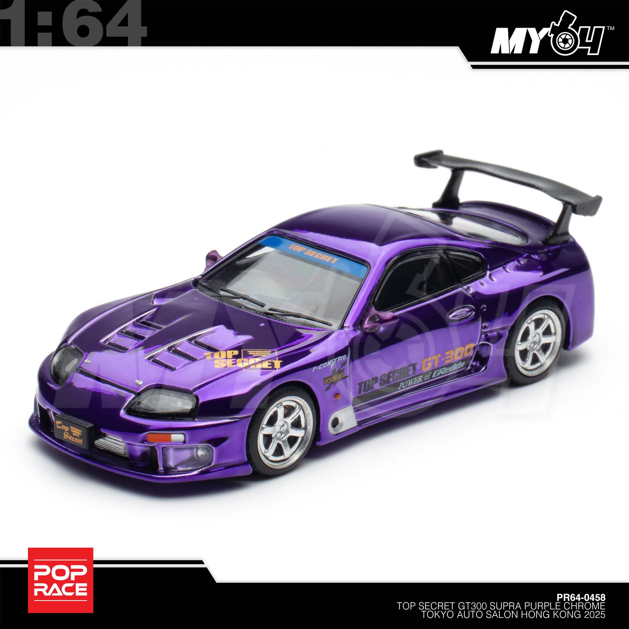 1:64 POP RACE Top Secret GT300 Supra Purple Chrome Tokyo Auto Salon Hong Kong 2025