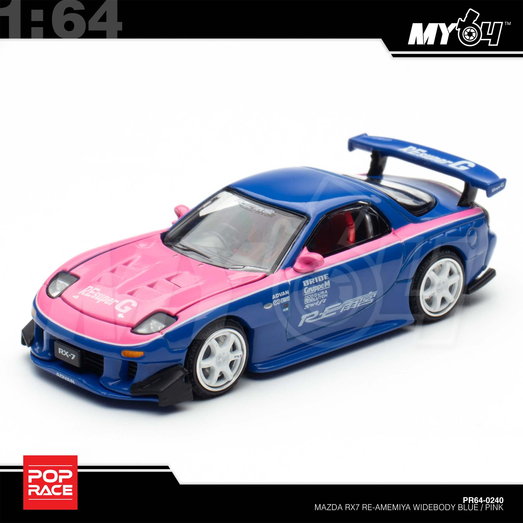 1:64 POP RACE Mazda RX7 Re-Amemiya Widebody Blue / Pink
