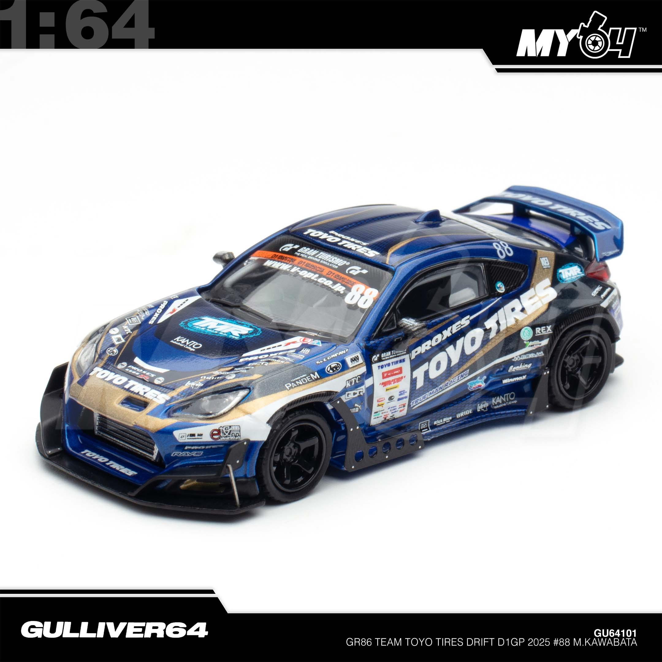 1:64 GULLIVER64 GR86 Team Toyo Tires Drift D1GP 2025 #88 M.Kawabata