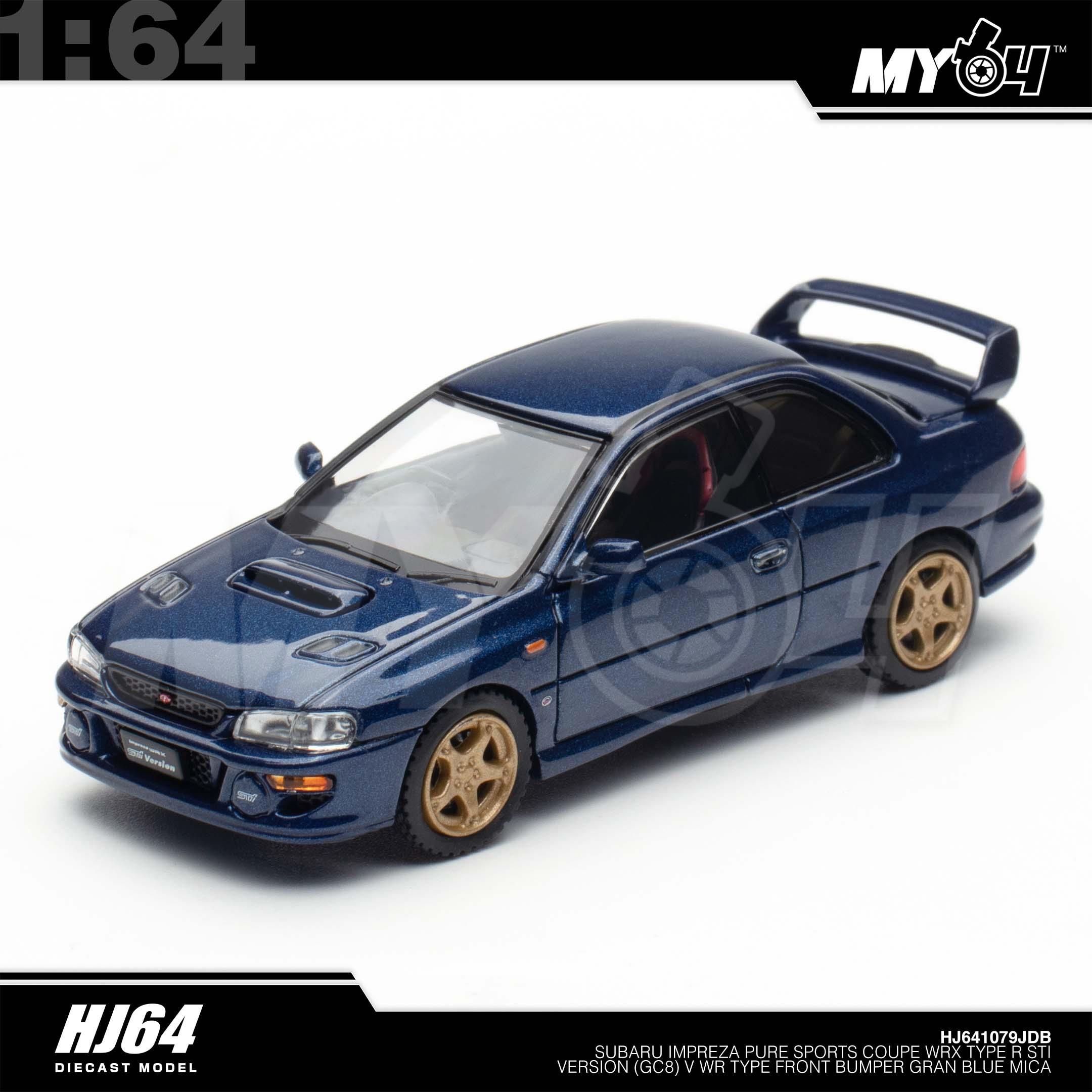 1:64 HOBBY JAPAN Subaru Impreza Pure Sports Coupe WRX Type R STi Version (GC8) V WR Type Front Bumper Gran Blue Mica