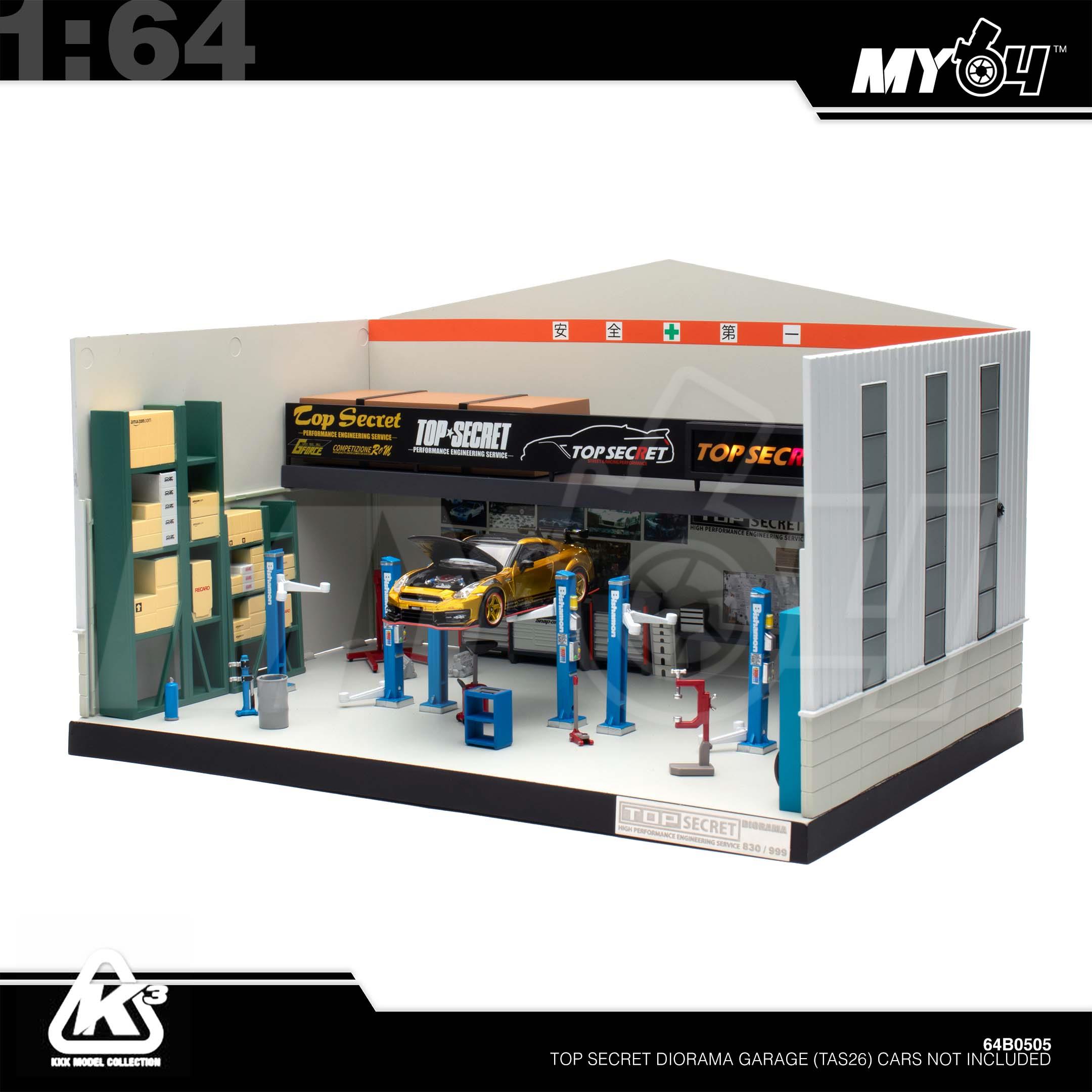1:64 KKK MODEL Top Secret Diorama Garage (TAS26) Cars not Included