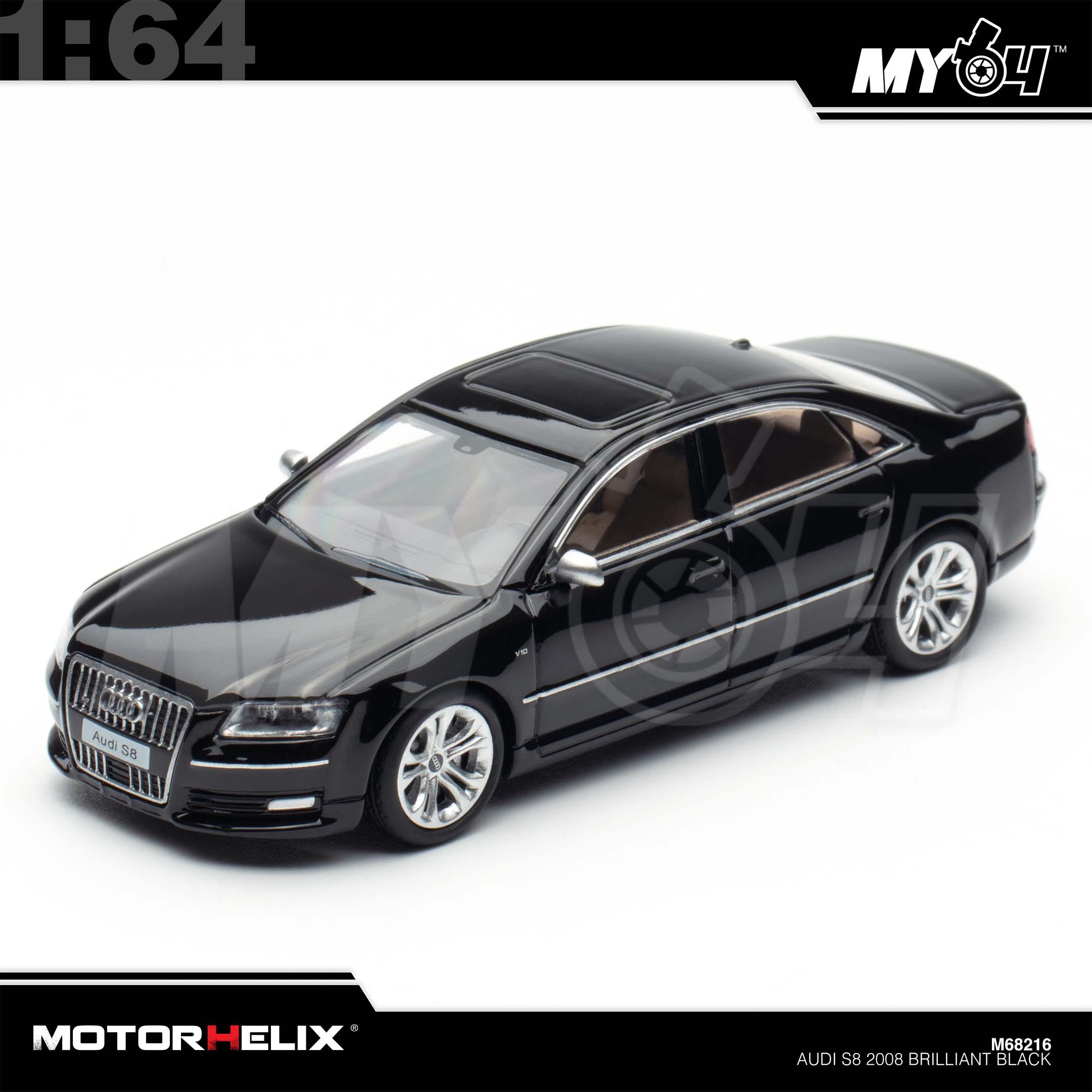 1:64 MOTORHELIX Audi S8 2008 Brilliant Black