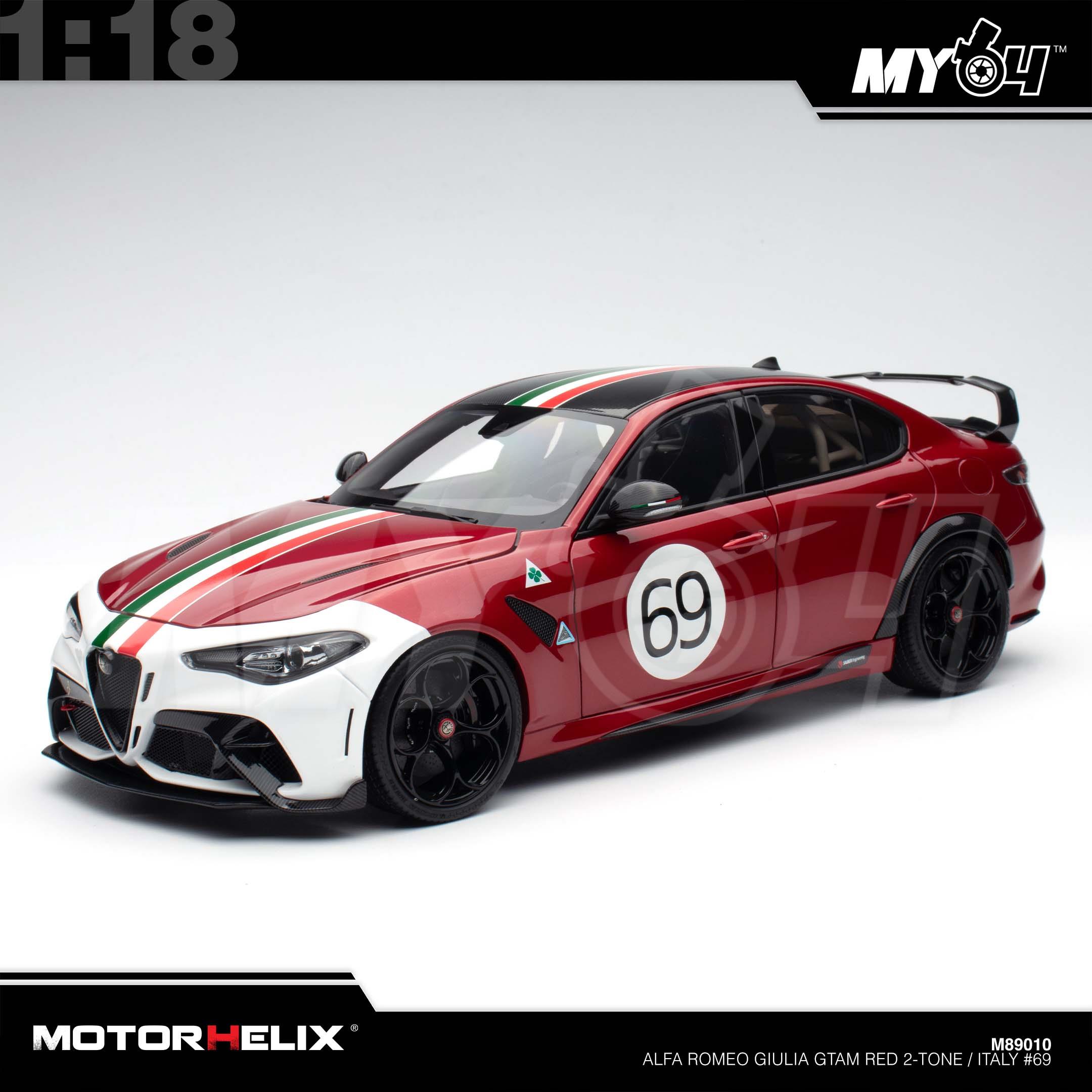 1:18 MOTORHELIX Alfa Romeo Giulia GTAm Red 2-Tone / Italy #69