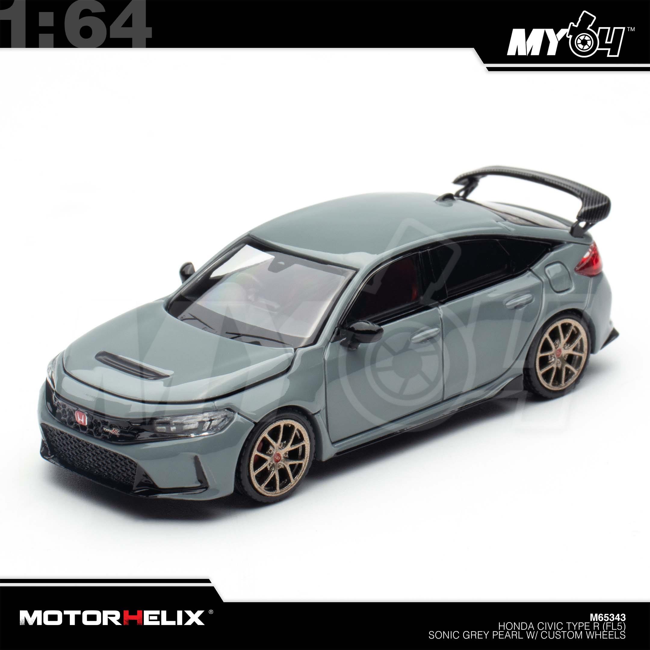 1:64 MOTORHELIX Honda Civic Type R (FL5) Sonic Grey Pearl w/ Custom Wheels