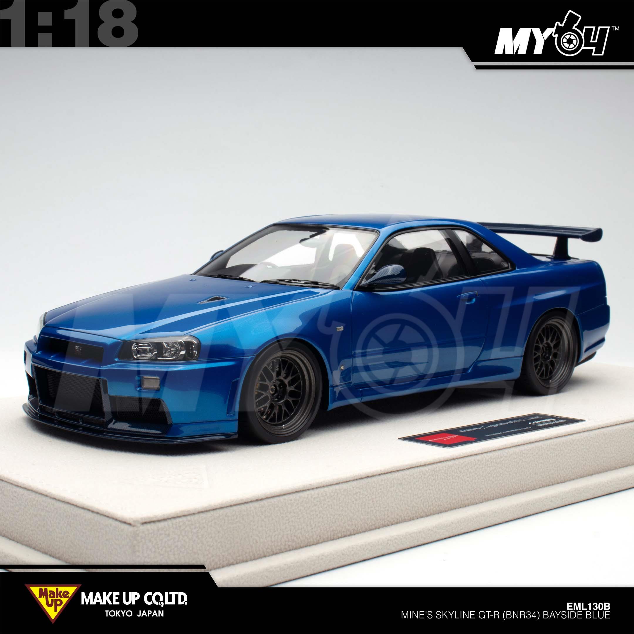 1:18 MAKE UP Mine's Skyline GT-R (BNR34) Bayside Blue