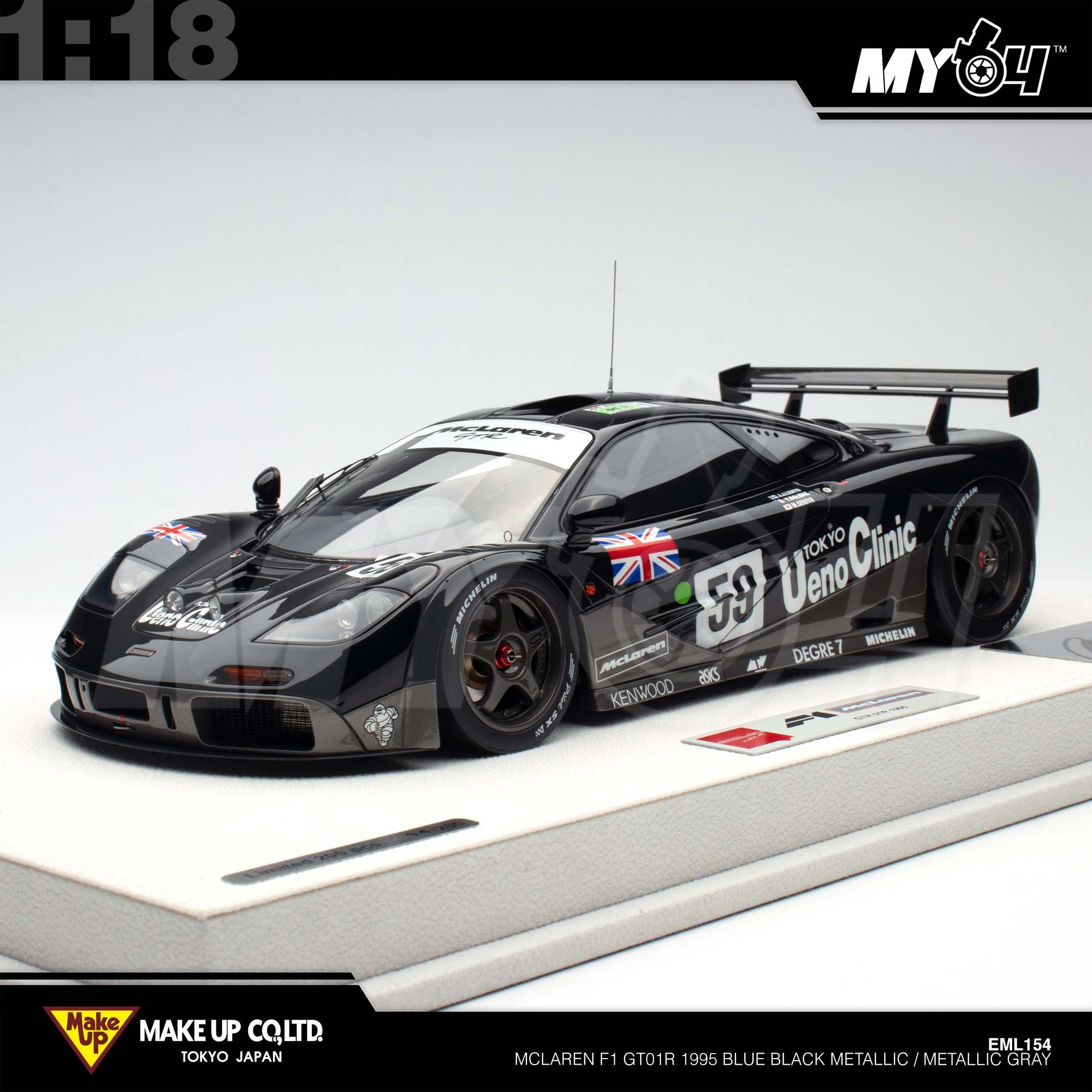 1:18 MAKE UP McLaren F1 GT01R 1995 Blue Black Metallic / Metallic Gray