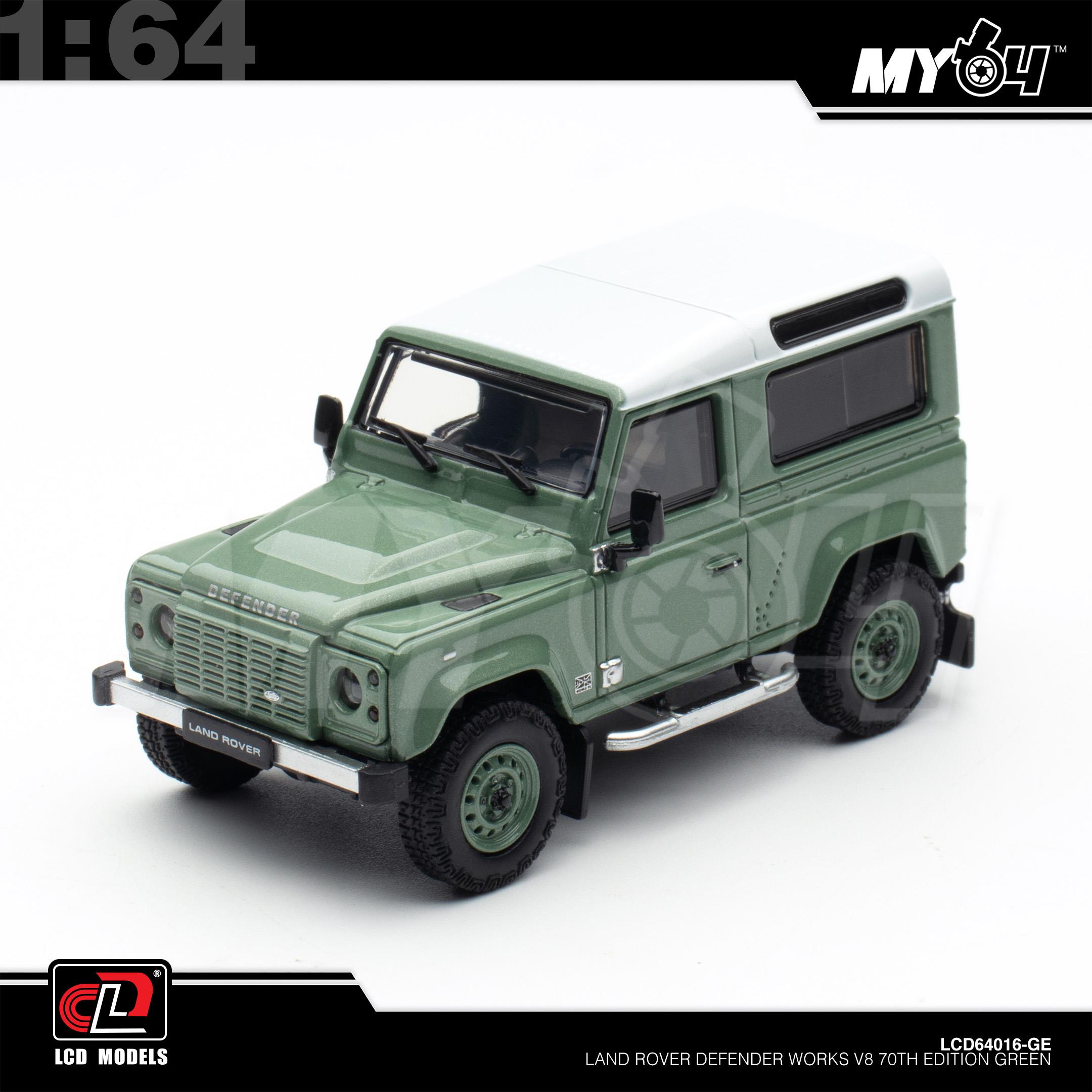 1:64 LCD MODEL Land Rover Defender Works V8 70th Edition Green